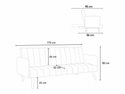 Modus Sofa Sofá cama clic clac de 3 plazas en tejido, reclinable Malibu - Marino Azul Hot