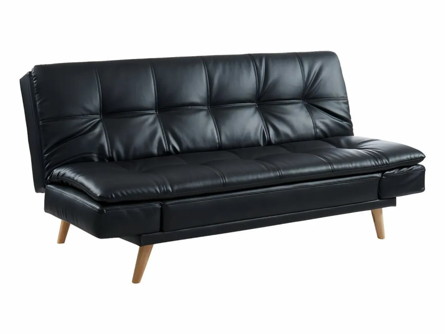Sofá cama clic-clac 3 plazas piel sintética negra ZARINA^Vente-unique