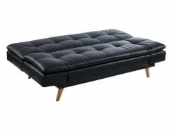 Sofá cama clic-clac 3 plazas piel sintética negra ZARINA^Vente-unique
