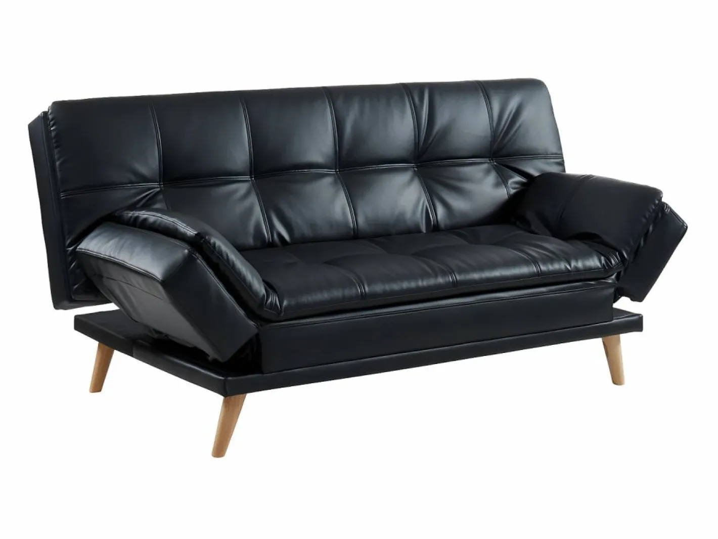 Sofá cama clic-clac 3 plazas piel sintética negra ZARINA^Vente-unique