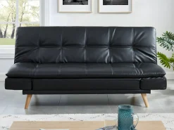 Sofá cama clic-clac 3 plazas piel sintética negra ZARINA^Vente-unique