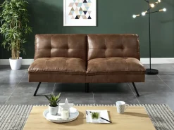 Sofá cama clic-clac 3 plazas,microfibra envejecida PEGULA^Vente-unique Best