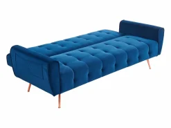 Sofá cama clic-clac de 3 plazas de terciopelo azul POLANI^Vente-unique Hot
