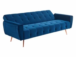 Sofá cama clic-clac de 3 plazas de terciopelo azul POLANI^Vente-unique Hot