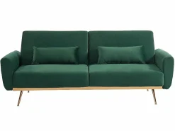 Vente-unique Sofá cama clic-clac de 3 plazas de terciopelo verde LAUNEI Verde pino New