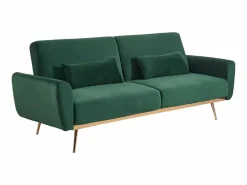 Vente-unique Sofá cama clic-clac de 3 plazas de terciopelo verde LAUNEI Verde pino New