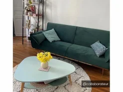 Vente-unique Sofá cama clic-clac de 3 plazas de terciopelo verde LAUNEI Verde pino New