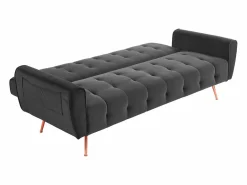 Vente-unique Sofá De Terciopelo|Sofá - 3 Plazas|Sofá cama clic-clac de 3 plazas de terciopelo gris POLANI