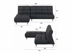 Sofá cama clic-clac de 2 plazas con chaise longue reversible en PU - MELLOW^SENHO
