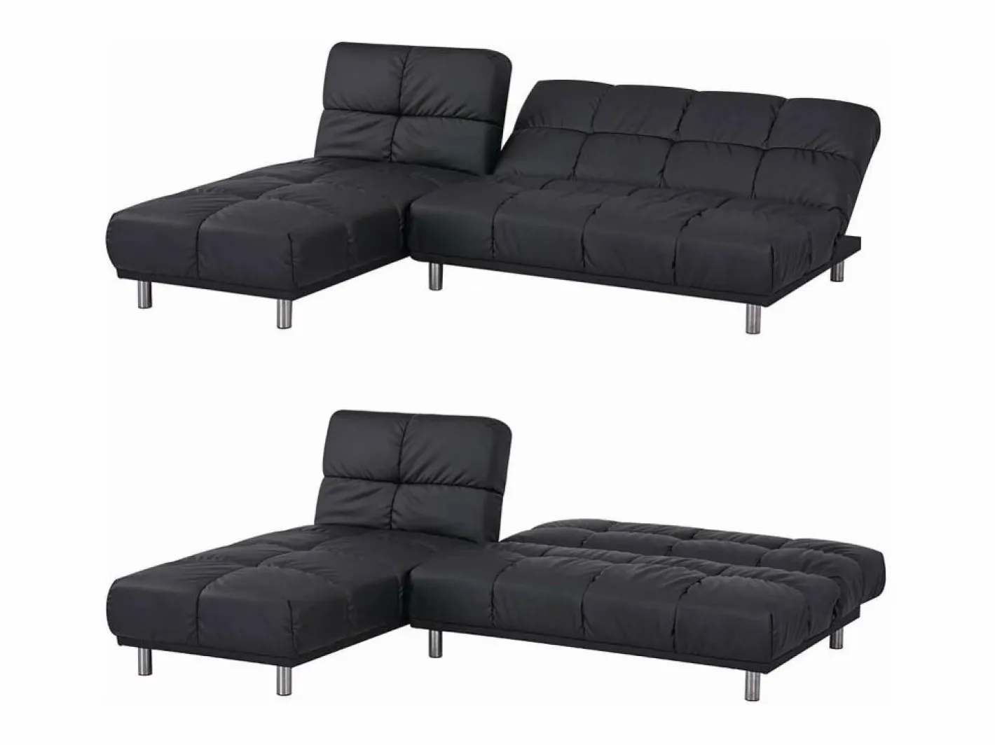 Sofá cama clic-clac de 2 plazas con chaise longue reversible en PU - MELLOW^SENHO