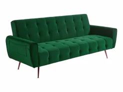 Vente-unique Sofá De Terciopelo|Sofá - 3 Plazas|Sofá cama clic-clac de 3 plazas de terciopelo verde POLANI