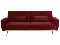 Vente-unique Todos Los Sofás|Sofá Vintage|Sofá cama clic-clac de 3 plazas de terciopelo rojo LAUNEI