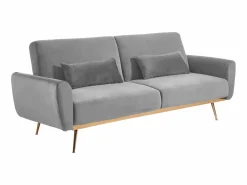 Vente-unique Sofá Escandinavo|Sofá Cama|Sofá cama clic-clac de 3 plazas de terciopelo gris LAUNEI