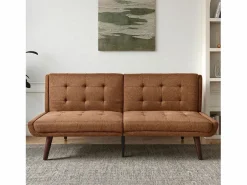 Sofá cama compacto moderno multifunción ideal para salón tapizado lino marrón^ Clearance
