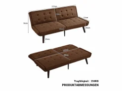 Sofá cama compacto moderno multifunción ideal para salón tapizado lino marrón^ Clearance