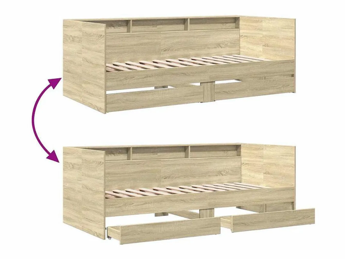 vidaxl Sofá cama con cajones sin colchón roble Sonoma 90x190 cm Color natural claro Best