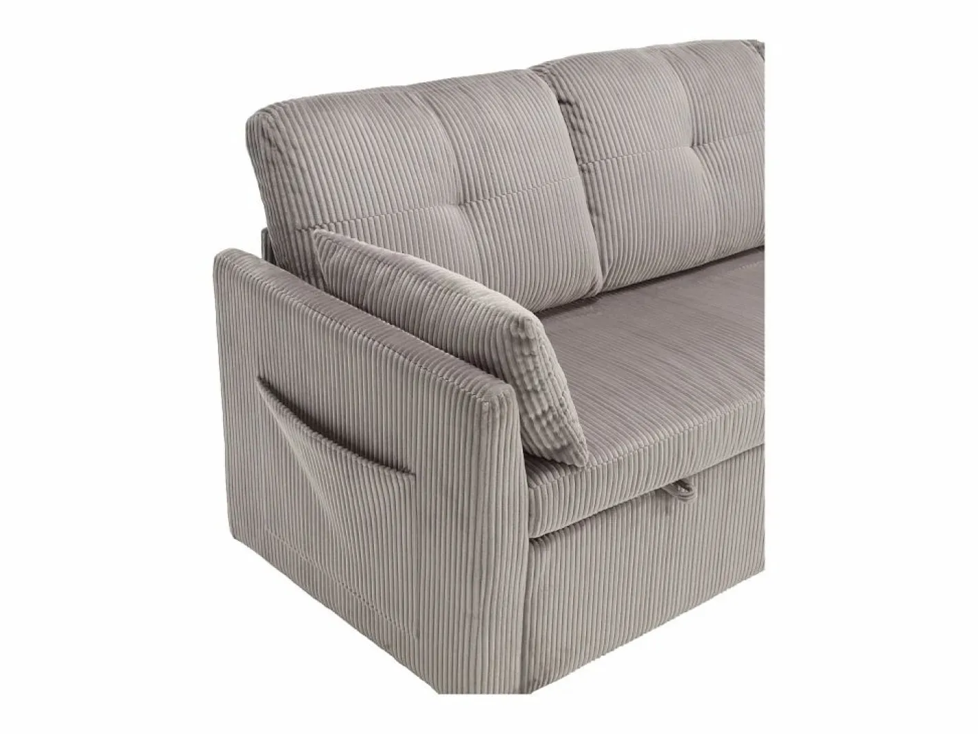 Sofá Modular|Sofá cama con chaiselongue intercambiable y bolsillos laterales cojines incluidos diseño moderno pana para salón(Sin colchón)