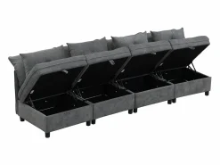 Sofá Modular|Sofá cama con chaiselongue intercambiable y bolsillos laterales cojines incluidos diseño moderno pana para salón(Sin colchón)