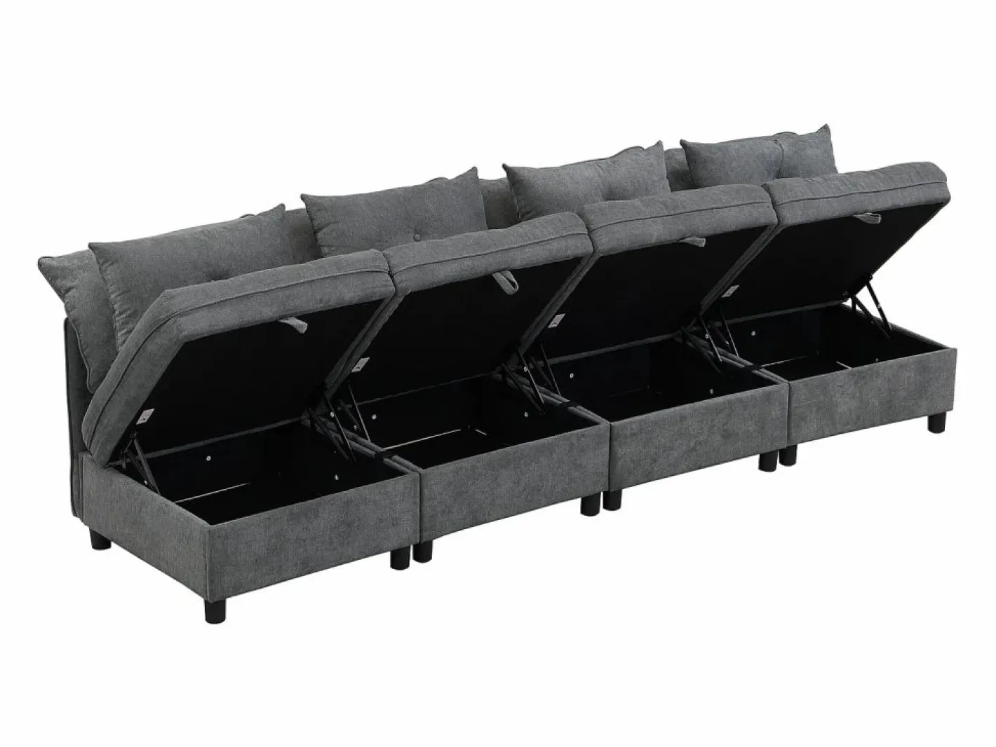 Sofá Modular|Sofá cama con chaiselongue intercambiable y bolsillos laterales cojines incluidos diseño moderno pana para salón(Sin colchón)