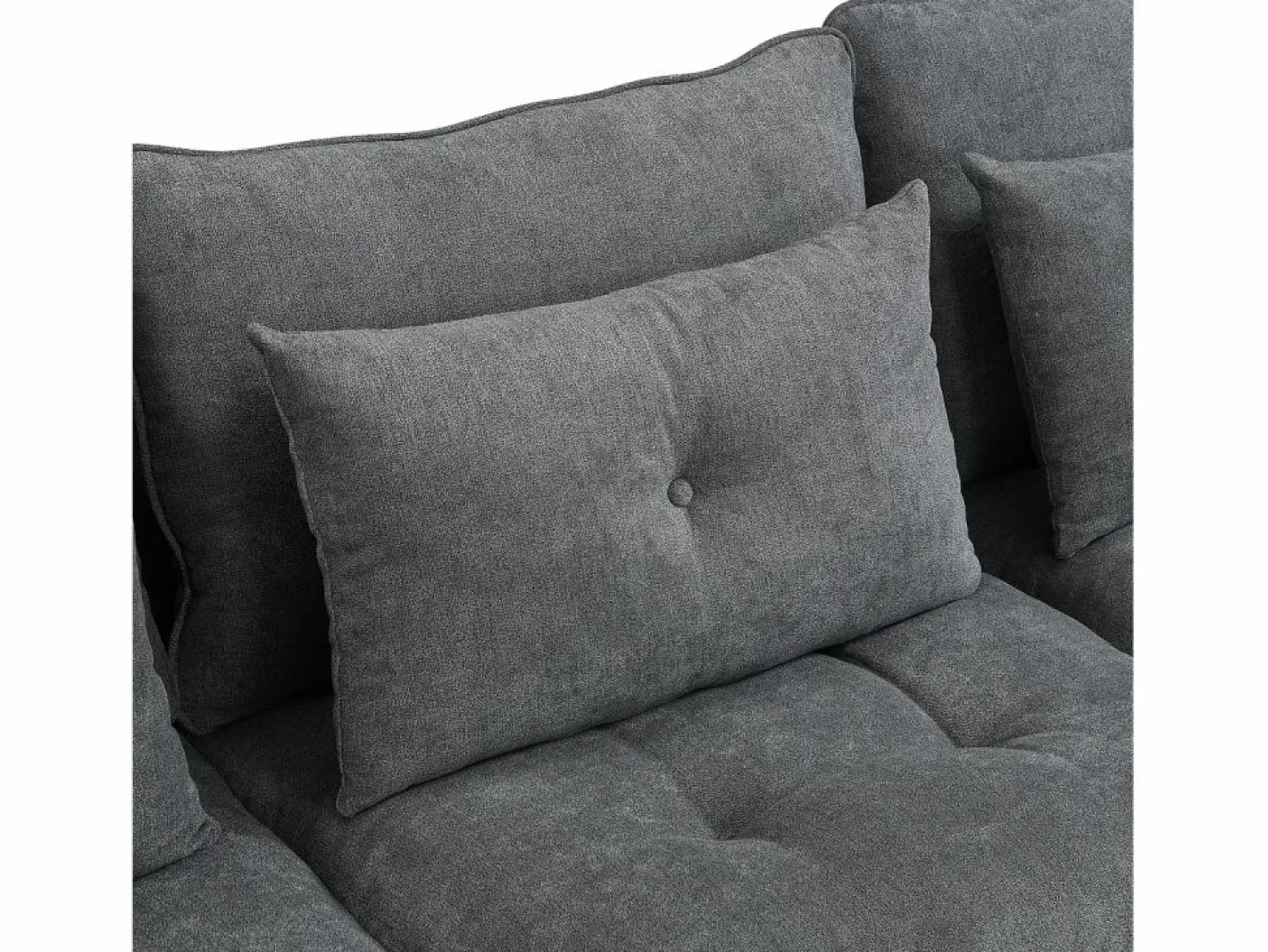 Sofá Modular|Sofá cama con chaiselongue intercambiable y bolsillos laterales cojines incluidos diseño moderno pana para salón(Sin colchón)