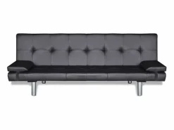Clicnbuy Sofá cama con dos cojines cuero artificial ajustable Negro