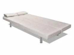 Clicnbuy Sofá cama con dos cojines cuero artificial ajustable Crema Online
