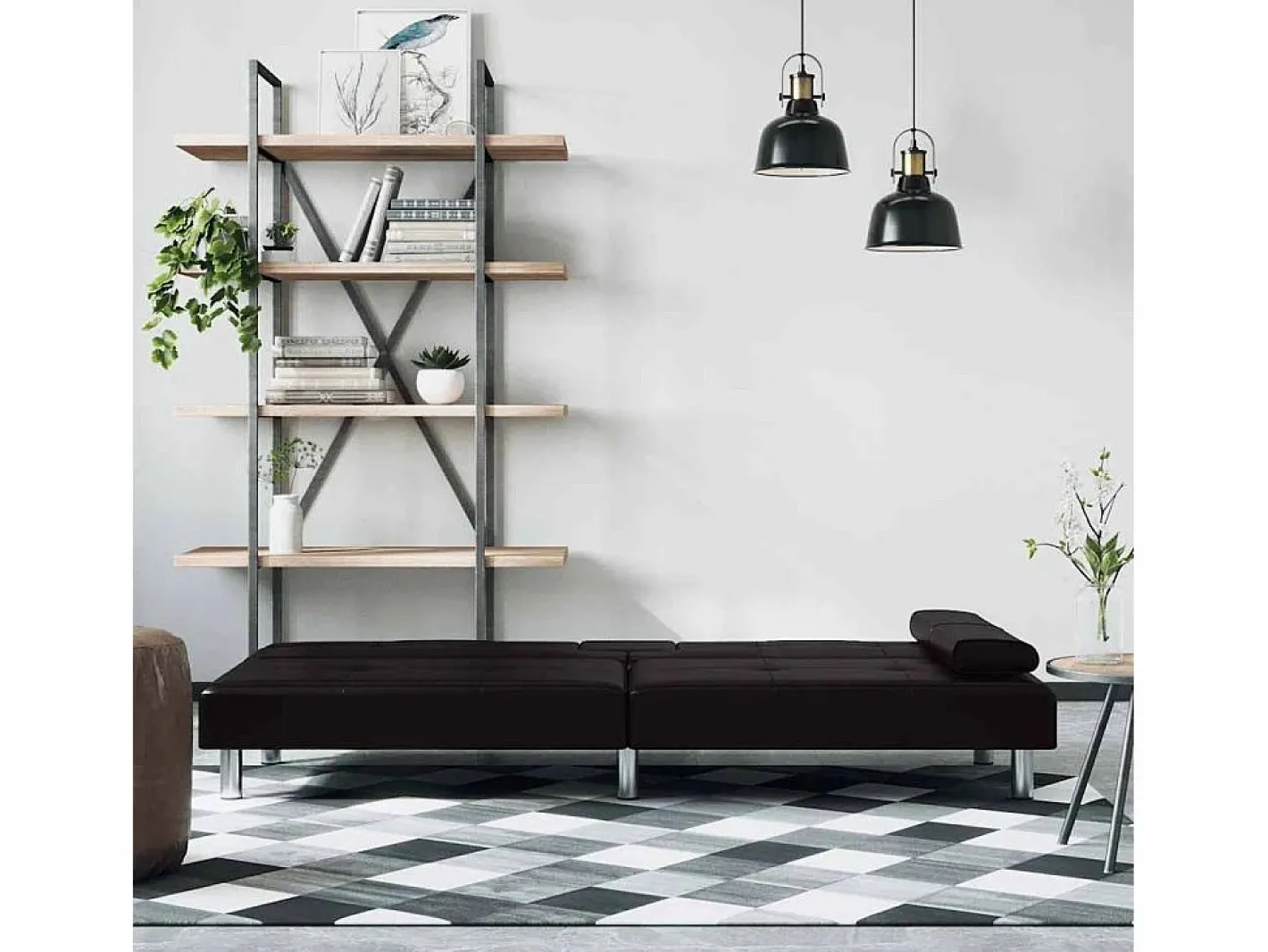 Sofá cama con portavasos cuero sintético^Clicnbuy Clearance