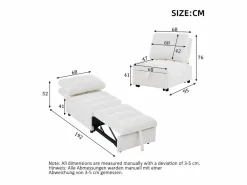 Merax Sillón Cama|Sofá cama convertible - 68 x 95 x 76 cm - con respaldo y asiento regulables - tela -