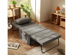 Sofá cama convertible 4 en 1, colchón de 8 cm, ajustable en 5 posiciones, acero, (188x75x38cm) Gris Clearance