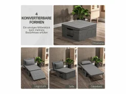 Sofá cama convertible 4 en 1, colchón de 8 cm, ajustable en 5 posiciones, acero, (188x75x38cm) Gris Clearance