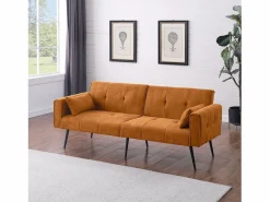 Sofá cama convertible Asiento mullido Diseño minimalista Material tejido Ideal para sala y estudio^ Sale