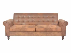 Clicnbuy Sofá cama convertible con reposabrazos de ante sintético marrón Marru00f3n Discount