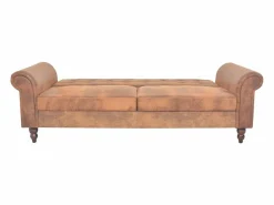 Clicnbuy Sofá cama convertible con reposabrazos de ante sintético marrón Marru00f3n Discount