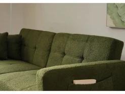 Merax Sofá - 2 Plazas|Sofá De Tela|Sofá cama convertible de 2 plazas en tejido Sherpa - 175 x 64 x 72 cm - Patas de metal dorado -