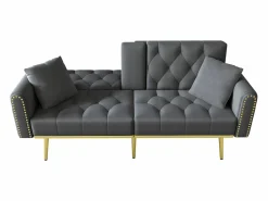 Sofá cama convertible de 2 plazas - Portavasos, 2 soportes lumbares y bolsillos laterales - Terciopelo^Hauss Spole Hot