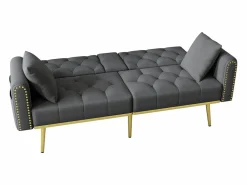 Sofá cama convertible de 2 plazas - Portavasos, 2 soportes lumbares y bolsillos laterales - Terciopelo^Hauss Spole Hot
