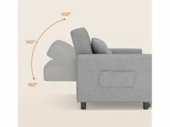 Sillón Cama|Sofá cama convertible de 1 plaza, sillón chaise longue, cojines ajustables, almacenamiento, ruedas, plegable AR22-G