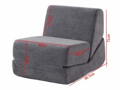 Sofá cama Convertible Relax Lectura Espuma confortable Franela Gris Sale