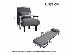 Sillón Cama|Sofá cama convertible, sillón regulable con 6 posiciones, canapé.