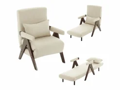 KOMHTOM Sofá cama convertible tres en uno, silla plegable tapizada, nogal Beige Outlet