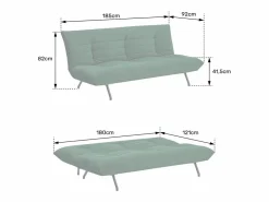 Happy Garden Sofá Vintage|Sofá cama de 3 plazas ANATOLE en terciopelo terracota -