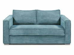 Vente-unique Sofá De Terciopelo|Sofá - 4 Plazas|Sofá cama de 4 plazas con apertura italiana de pana beige LORETO