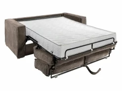 Vente-unique Sofá De Terciopelo|Sofá - 3 Plazas|Sofá cama de 3 plazas con apertura italiana de pana beige LORETO
