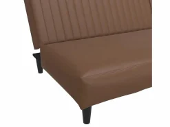 Sofá cama de 2 plazas cuero sintético marrón^Clicnbuy