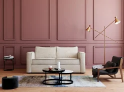 Vente-unique Sofá cama de 3 plazas de apertura rápida de pana LORETO Beige Clearance