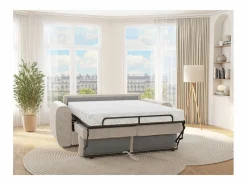 Vente-unique Sofá cama de 3 plazas de apertura rápida de tela . Cama de 140 cm - Colchón de 22 cm BOLIPO Beige Clearance
