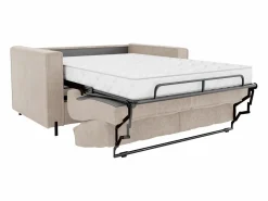 Vente-unique Sofá cama de 4 plazas de apertura rápida de tela colchón de 20 cm ELORYA Beige