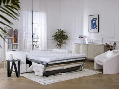 Vente-unique Sofá Cama|Sofá cama de 4 plazas de apertura rápida Tela bouclé colchón de 13 cm ISSORO