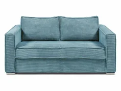 Vente-unique Sofá cama de 3 plazas de apertura rápida de pana beige LORETO Azul turquesa Discount