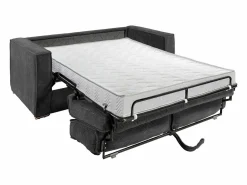 Vente-unique Sofá cama de 3 plazas de apertura rápida de pana beige LORETO Gris antracita Best